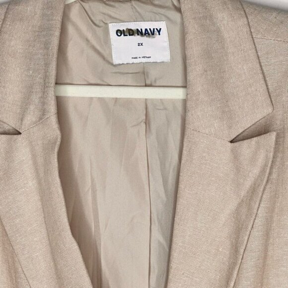 NEW Old Navy Womens 2X Double-Breasted Linen-Blend Blazer Beige Lightweight - Picture 5 of 9